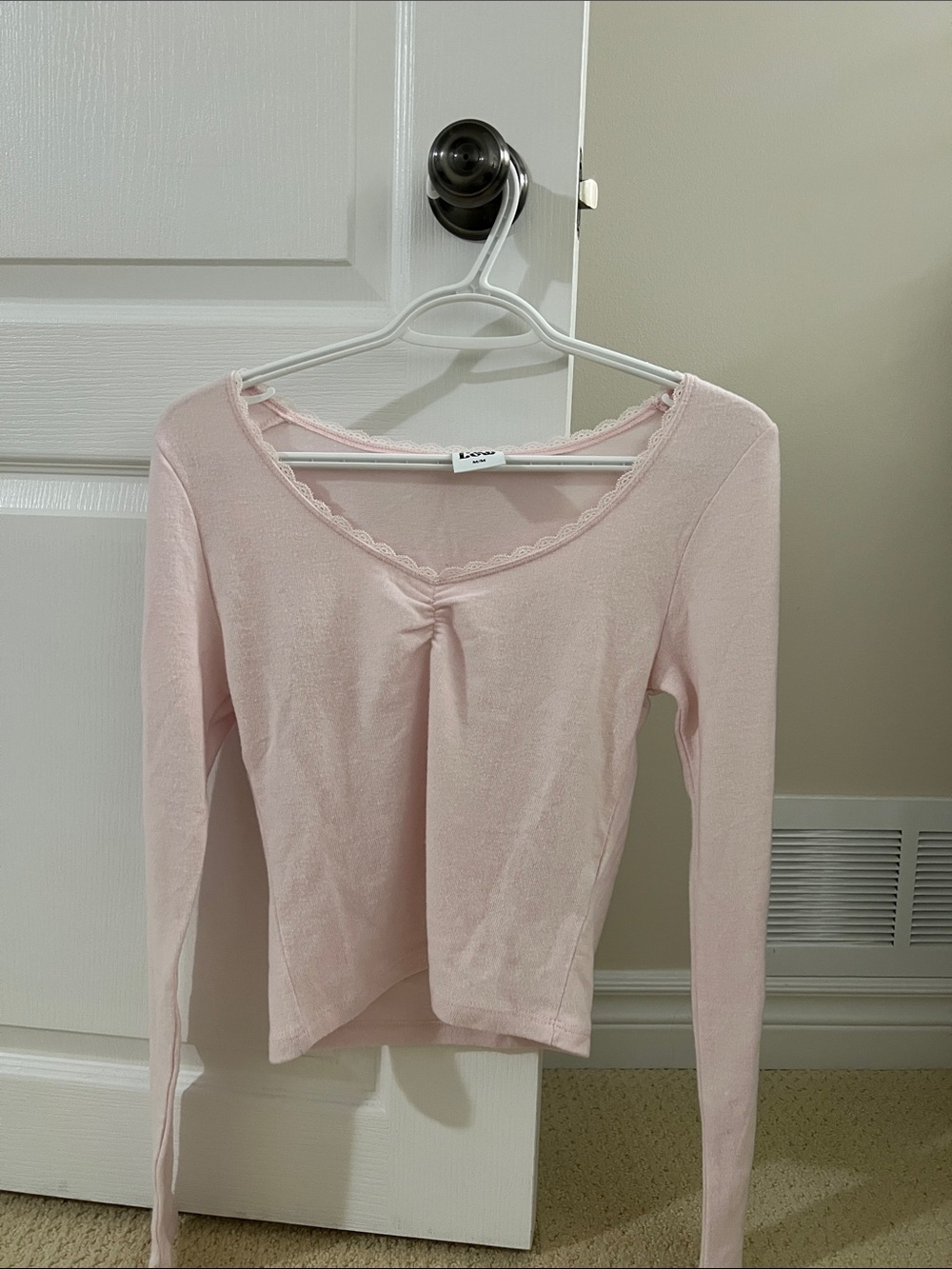 HARLOW Long Sleeve V-Neck Top in Pink Like New